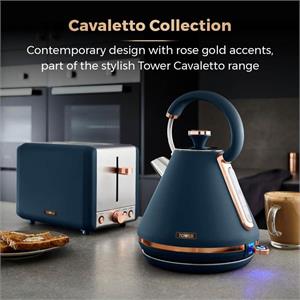 Tower Cavaletto Midnight Blue & Rose Gold 2 Slice Toaster